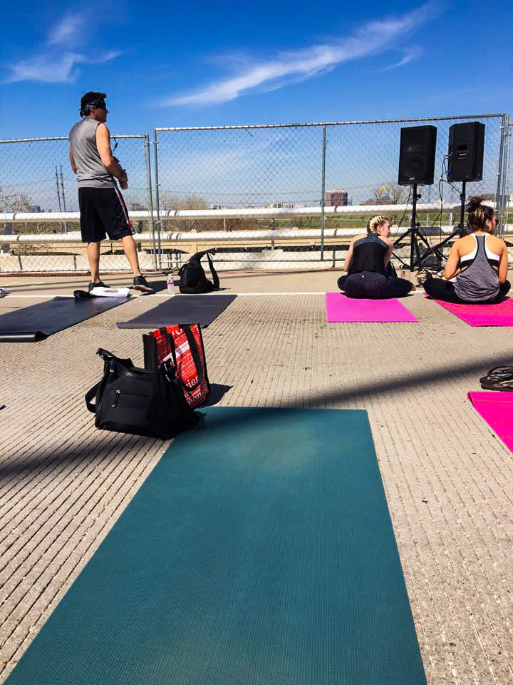 I used my old yoga mat for being out on the bridge - this might become my designated outdoor yoga mat. 