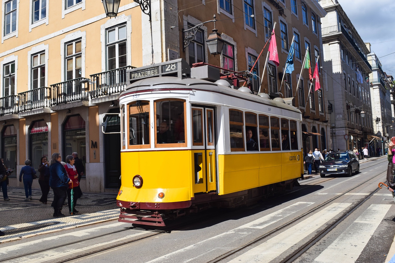 Yellow tram in Lisbon